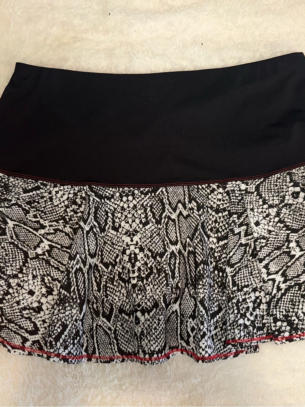 Lucky in Love Black Snake-Print Skater Skirt with Red Accents - Picture 3 of 6